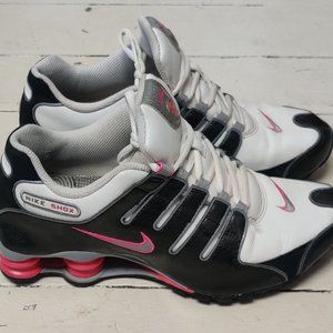 Women's Nike Shox NZ, Size 9.5, White Black Pink 366571-101 Low Top
